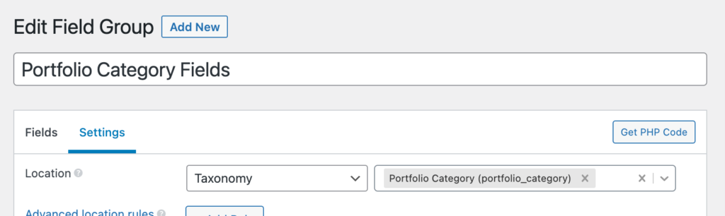 portfolio-category-fields-settings